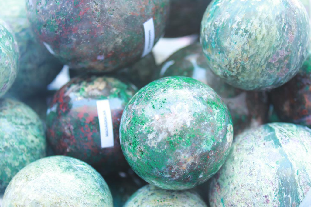 Hand Polished Chrysocolla Spheres