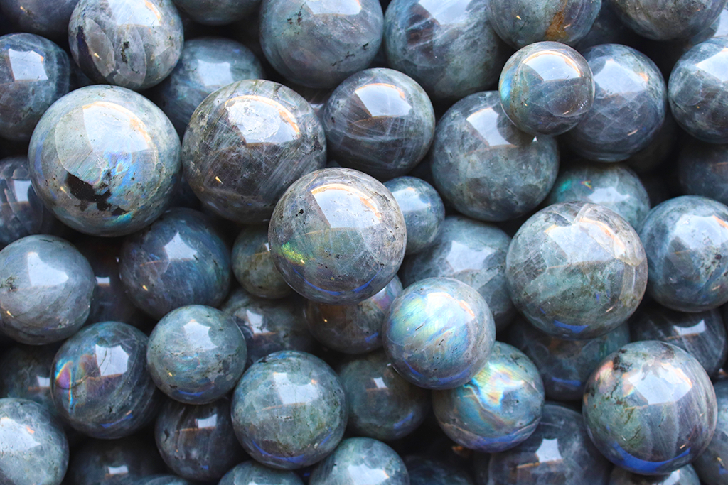 Hand Polished Peacock Blue Labradorite Spheres